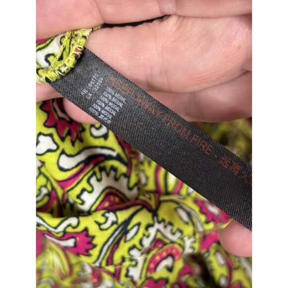 By Anthropologie Maxi Dress Citron Green Pink Floral Paisley Print Large - Picture 9 of 10